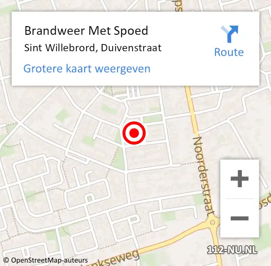 Locatie op kaart van de 112 melding: Brandweer Met Spoed Naar Sint Willebrord, Duivenstraat op 6 februari 2023 16:14
