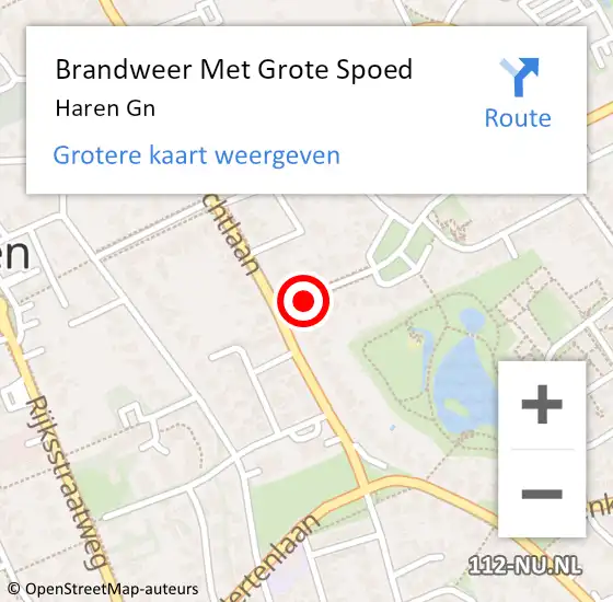 Locatie op kaart van de 112 melding: Brandweer Met Grote Spoed Naar Haren Gn op 6 februari 2023 16:23