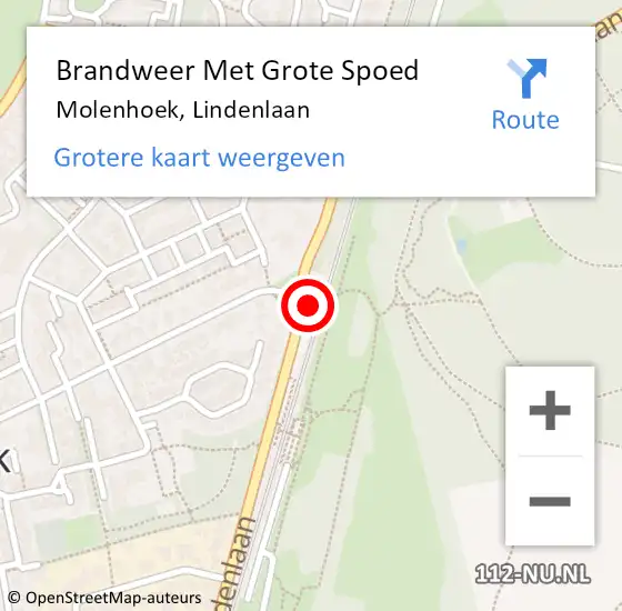 Locatie op kaart van de 112 melding: Brandweer Met Grote Spoed Naar Molenhoek, Lindenlaan op 6 februari 2023 16:24