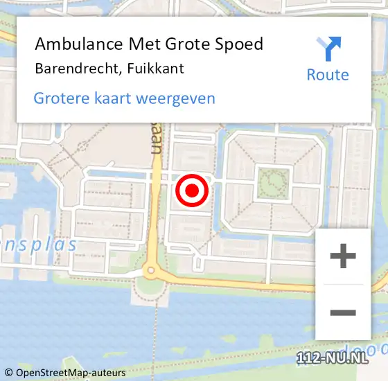 Locatie op kaart van de 112 melding: Ambulance Met Grote Spoed Naar Barendrecht, Fuikkant op 6 februari 2023 16:37