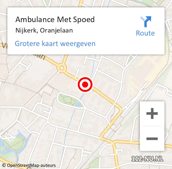 Locatie op kaart van de 112 melding: Ambulance Met Spoed Naar Nijkerk, Oranjelaan op 6 februari 2023 16:41