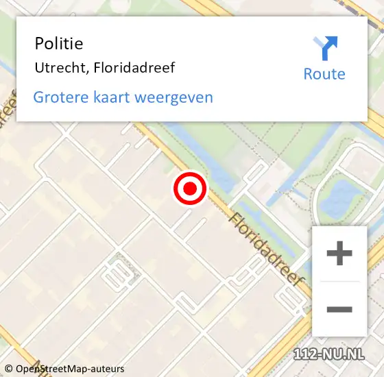 Locatie op kaart van de 112 melding: Politie Utrecht, Floridadreef op 6 februari 2023 16:46