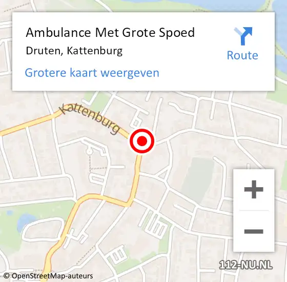 Locatie op kaart van de 112 melding: Ambulance Met Grote Spoed Naar Druten, Kattenburg op 6 februari 2023 16:52
