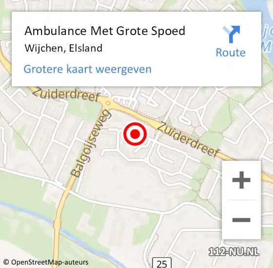 Locatie op kaart van de 112 melding: Ambulance Met Grote Spoed Naar Wijchen, Elsland op 6 februari 2023 17:45