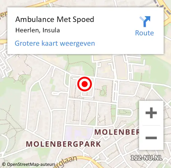 Locatie op kaart van de 112 melding: Ambulance Met Spoed Naar Heerlen, Insula op 6 februari 2023 17:50