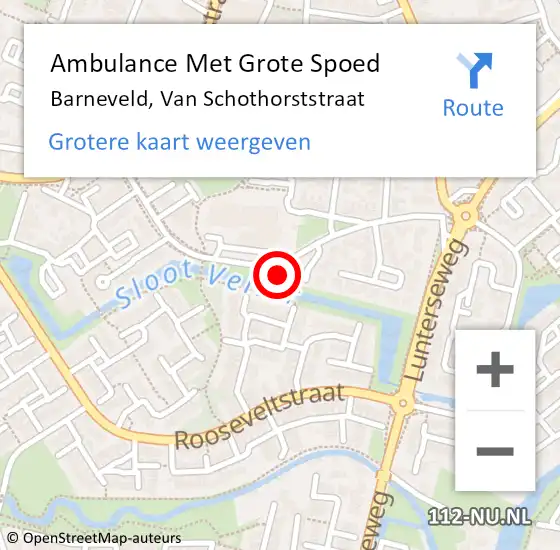 Locatie op kaart van de 112 melding: Ambulance Met Grote Spoed Naar Barneveld, Van Schothorststraat op 6 februari 2023 17:56