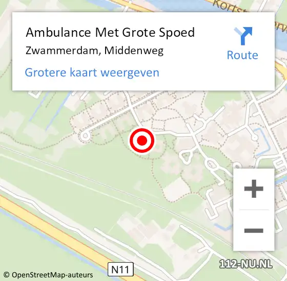 Locatie op kaart van de 112 melding: Ambulance Met Grote Spoed Naar Zwammerdam, Middenweg op 6 februari 2023 18:25