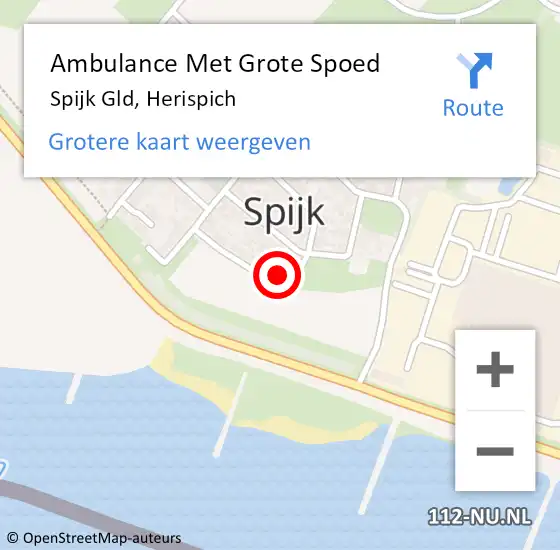 Locatie op kaart van de 112 melding: Ambulance Met Grote Spoed Naar Spijk Gld, Herispich op 14 augustus 2014 17:00