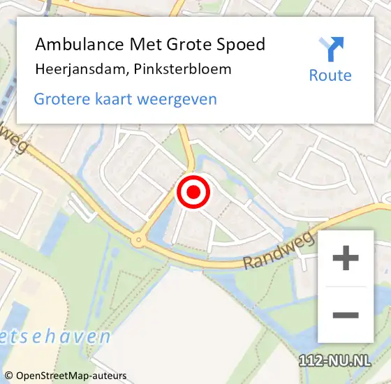 Locatie op kaart van de 112 melding: Ambulance Met Grote Spoed Naar Heerjansdam, Pinksterbloem op 6 februari 2023 18:44