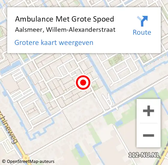 Locatie op kaart van de 112 melding: Ambulance Met Grote Spoed Naar Aalsmeer, Willem-Alexanderstraat op 6 februari 2023 18:53