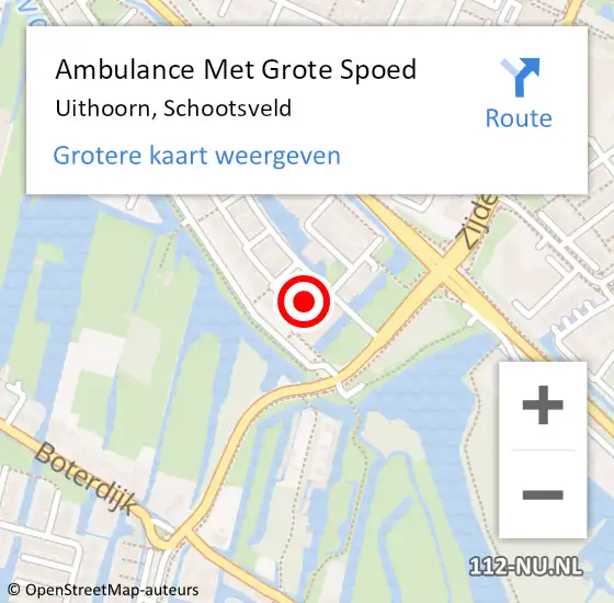 Locatie op kaart van de 112 melding: Ambulance Met Grote Spoed Naar Uithoorn, Schootsveld op 6 februari 2023 19:06