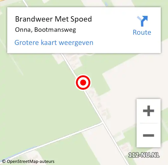 Locatie op kaart van de 112 melding: Brandweer Met Spoed Naar Onna, Bootmansweg op 6 februari 2023 19:12