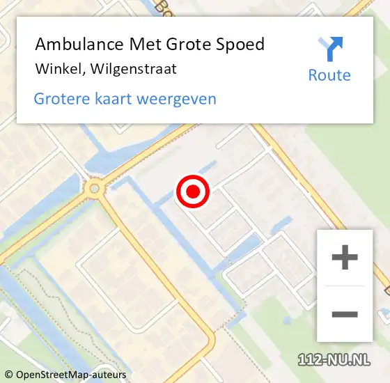 Locatie op kaart van de 112 melding: Ambulance Met Grote Spoed Naar Winkel, Wilgenstraat op 6 februari 2023 19:16