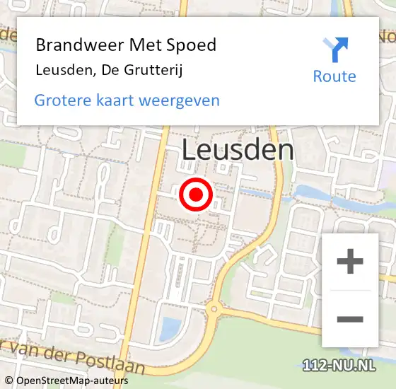 Locatie op kaart van de 112 melding: Brandweer Met Spoed Naar Leusden, De Grutterij op 6 februari 2023 19:29