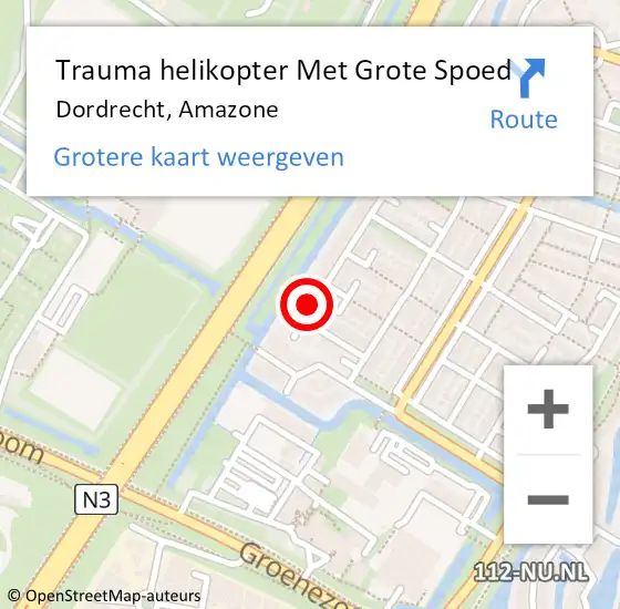 Locatie op kaart van de 112 melding: Trauma helikopter Met Grote Spoed Naar Dordrecht, Amazone op 6 februari 2023 19:36