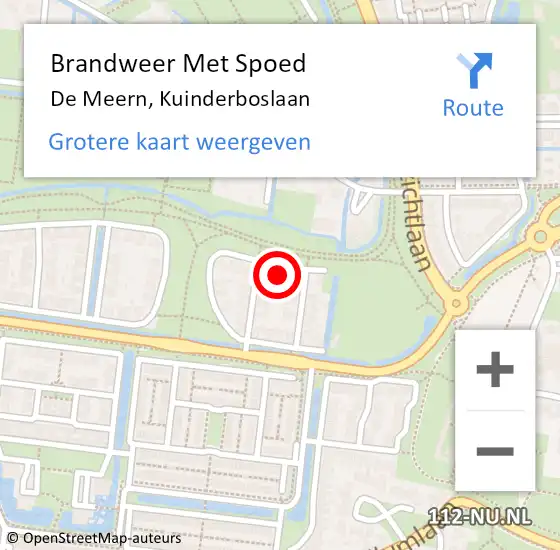 Locatie op kaart van de 112 melding: Brandweer Met Spoed Naar De Meern, Kuinderboslaan op 6 februari 2023 20:20