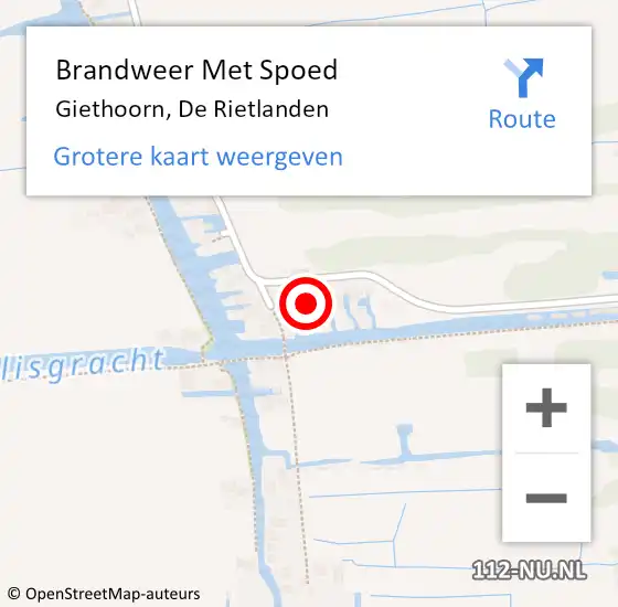 Locatie op kaart van de 112 melding: Brandweer Met Spoed Naar Giethoorn, De Rietlanden op 6 februari 2023 20:32