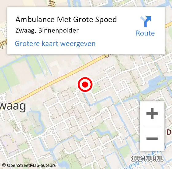 Locatie op kaart van de 112 melding: Ambulance Met Grote Spoed Naar Zwaag, Binnenpolder op 6 februari 2023 20:52