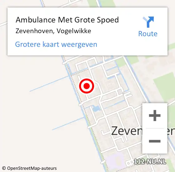 Locatie op kaart van de 112 melding: Ambulance Met Grote Spoed Naar Zevenhoven, Vogelwikke op 6 februari 2023 21:04