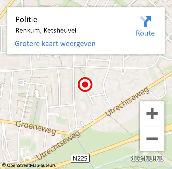 Locatie op kaart van de 112 melding: Politie Renkum, Ketsheuvel op 11 oktober 2013 14:29