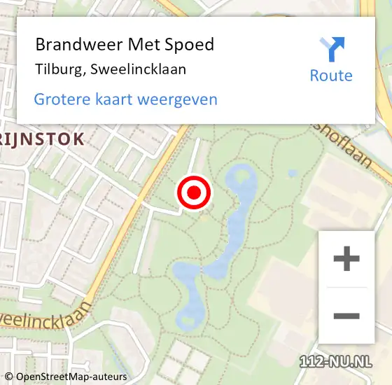 Locatie op kaart van de 112 melding: Brandweer Met Spoed Naar Tilburg, Sweelincklaan op 6 februari 2023 21:26