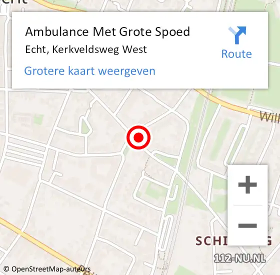 Locatie op kaart van de 112 melding: Ambulance Met Grote Spoed Naar Echt, Kerkveldsweg West op 6 februari 2023 21:29