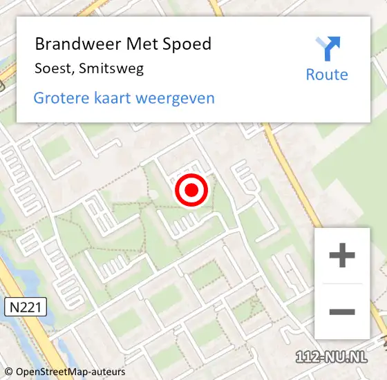 Locatie op kaart van de 112 melding: Brandweer Met Spoed Naar Soest, Smitsweg op 6 februari 2023 21:29