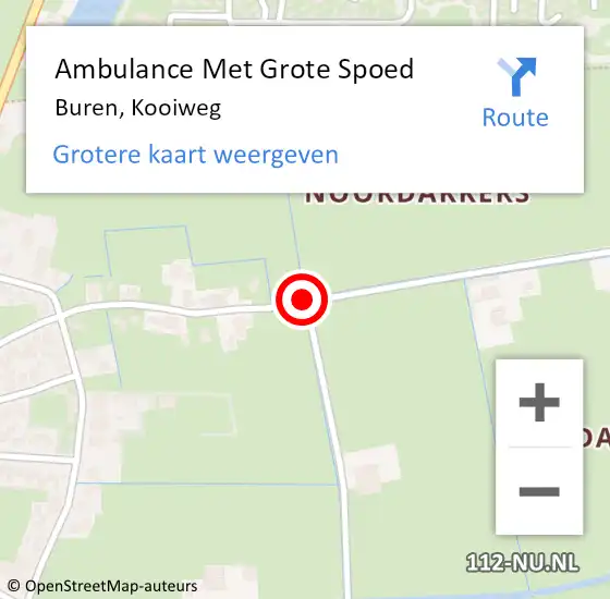 Locatie op kaart van de 112 melding: Ambulance Met Grote Spoed Naar Buren, Kooiweg op 14 augustus 2014 17:10