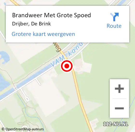 Locatie op kaart van de 112 melding: Brandweer Met Grote Spoed Naar Drijber, De Brink op 6 februari 2023 21:31