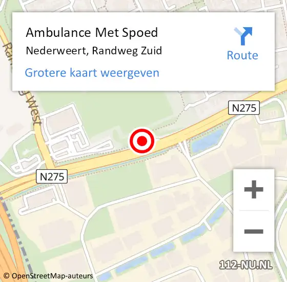 Locatie op kaart van de 112 melding: Ambulance Met Spoed Naar Nederweert, Randweg Zuid op 6 februari 2023 21:43