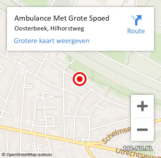 Locatie op kaart van de 112 melding: Ambulance Met Grote Spoed Naar Oosterbeek, Hilhorstweg op 6 februari 2023 21:49