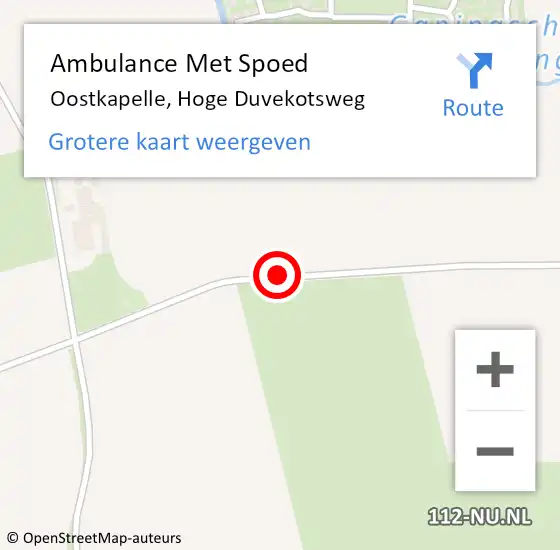 Locatie op kaart van de 112 melding: Ambulance Met Spoed Naar Oostkapelle, Hoge Duvekotsweg op 14 augustus 2014 17:12