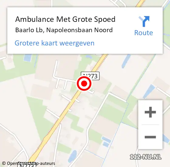 Locatie op kaart van de 112 melding: Ambulance Met Grote Spoed Naar Baarlo Lb, Napoleonsbaan Noord op 14 augustus 2014 17:14