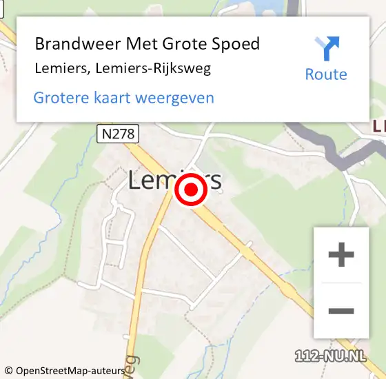 Locatie op kaart van de 112 melding: Brandweer Met Grote Spoed Naar Lemiers, Lemiers-Rijksweg op 6 februari 2023 22:09