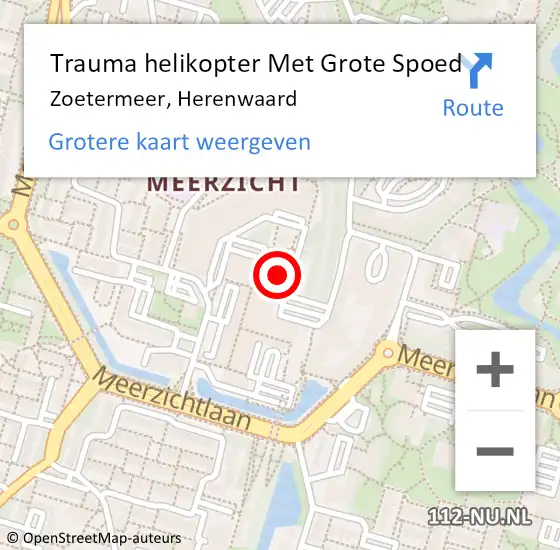 Locatie op kaart van de 112 melding: Trauma helikopter Met Grote Spoed Naar Zoetermeer, Herenwaard op 6 februari 2023 22:11