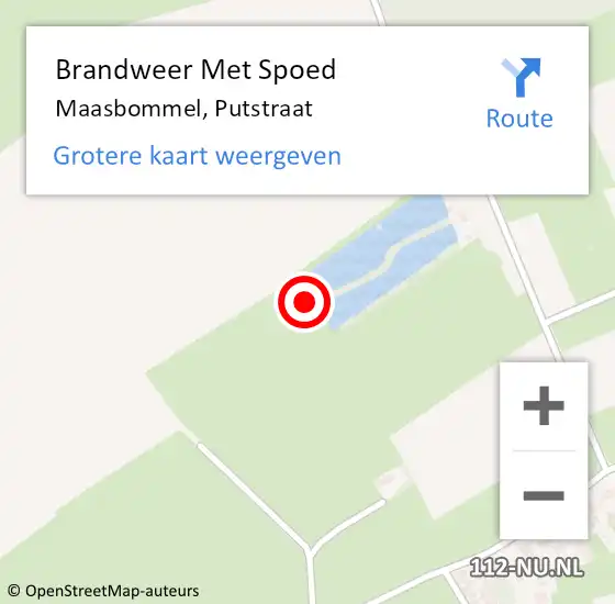 Locatie op kaart van de 112 melding: Brandweer Met Spoed Naar Maasbommel, Putstraat op 6 februari 2023 22:49