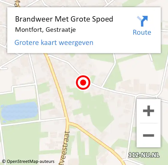 Locatie op kaart van de 112 melding: Brandweer Met Grote Spoed Naar Montfort, Gestraatje op 6 februari 2023 22:54