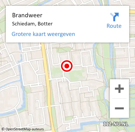 Locatie op kaart van de 112 melding: Brandweer Schiedam, Botter op 6 februari 2023 23:00