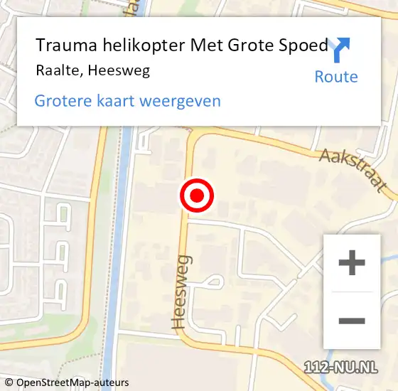 Locatie op kaart van de 112 melding: Trauma helikopter Met Grote Spoed Naar Raalte, Heesweg op 6 februari 2023 23:02