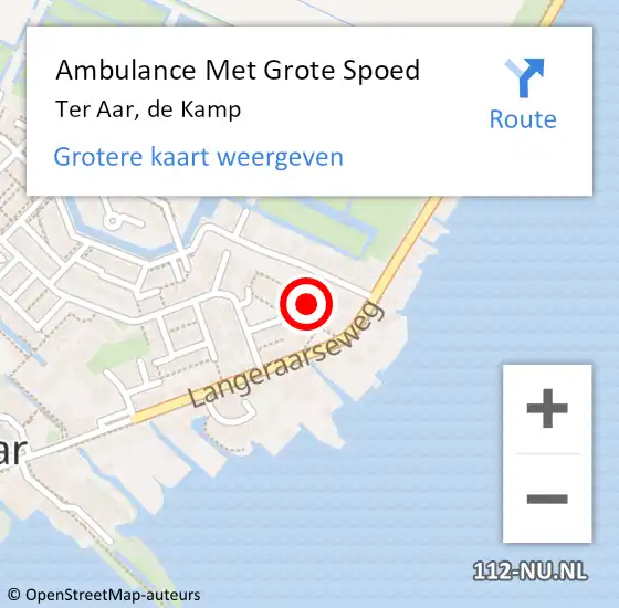 Locatie op kaart van de 112 melding: Ambulance Met Grote Spoed Naar Ter Aar, de Kamp op 6 februari 2023 23:30