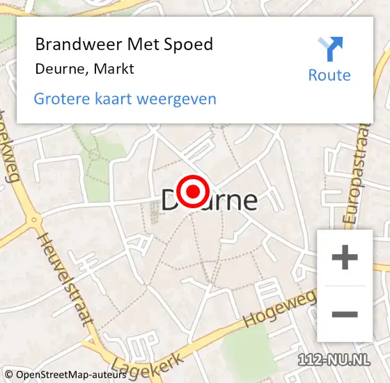 Locatie op kaart van de 112 melding: Brandweer Met Spoed Naar Deurne, Markt op 7 februari 2023 00:02