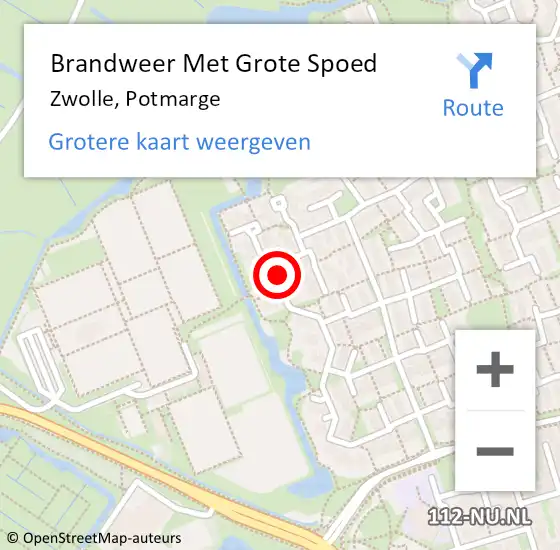 Locatie op kaart van de 112 melding: Brandweer Met Grote Spoed Naar Zwolle, Potmarge op 7 februari 2023 00:48