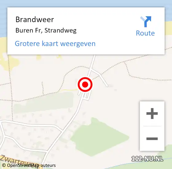 Locatie op kaart van de 112 melding: Brandweer Buren Fr, Strandweg op 14 augustus 2014 17:21