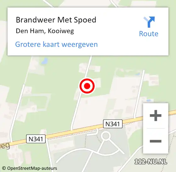 Locatie op kaart van de 112 melding: Brandweer Met Spoed Naar Den Ham, Kooiweg op 7 februari 2023 02:19