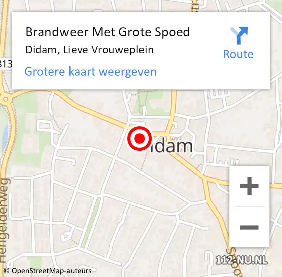 Locatie op kaart van de 112 melding: Brandweer Met Grote Spoed Naar Didam, Lieve Vrouweplein op 7 februari 2023 03:01