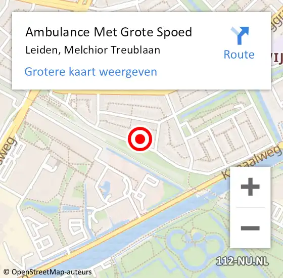 Locatie op kaart van de 112 melding: Ambulance Met Grote Spoed Naar Leiden, Melchior Treublaan op 7 februari 2023 03:25