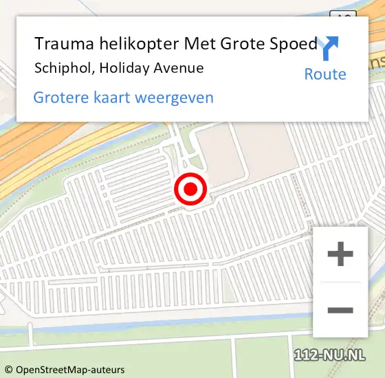 Locatie op kaart van de 112 melding: Trauma helikopter Met Grote Spoed Naar Schiphol, Holiday Avenue op 7 februari 2023 04:56