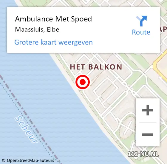 Locatie op kaart van de 112 melding: Ambulance Met Spoed Naar Maassluis, Elbe op 7 februari 2023 06:17