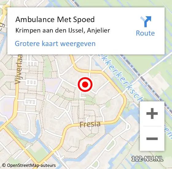 Locatie op kaart van de 112 melding: Ambulance Met Spoed Naar Krimpen aan den IJssel, Anjelier op 7 februari 2023 07:00