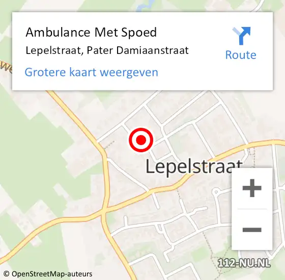 Locatie op kaart van de 112 melding: Ambulance Met Spoed Naar Lepelstraat, Pater Damiaanstraat op 14 augustus 2014 17:35